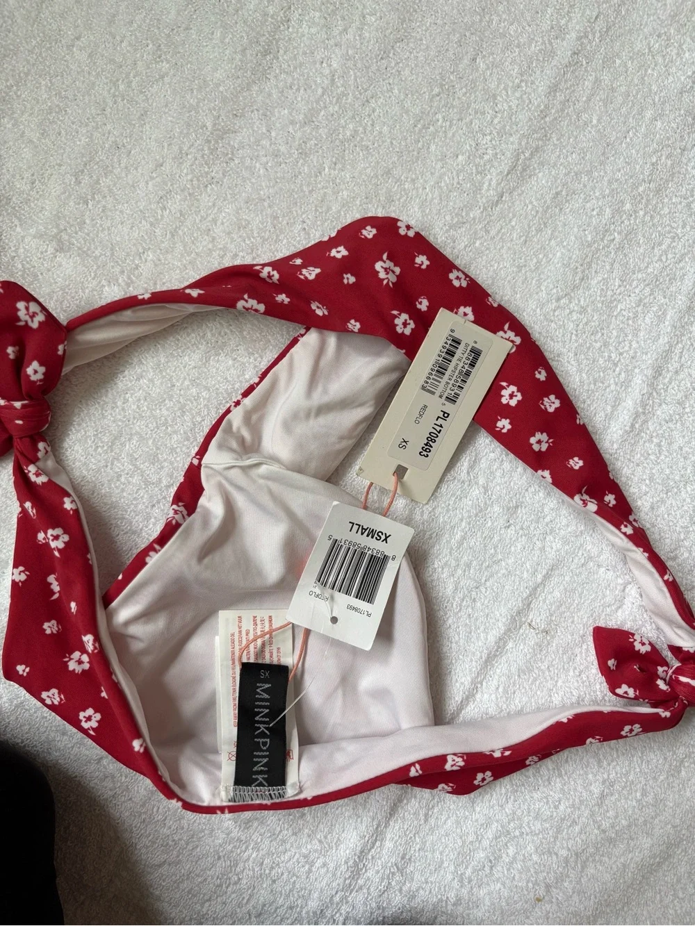 MINKPINK Red Floral Tie-Side Cheeky Bikini Bottoms XS
